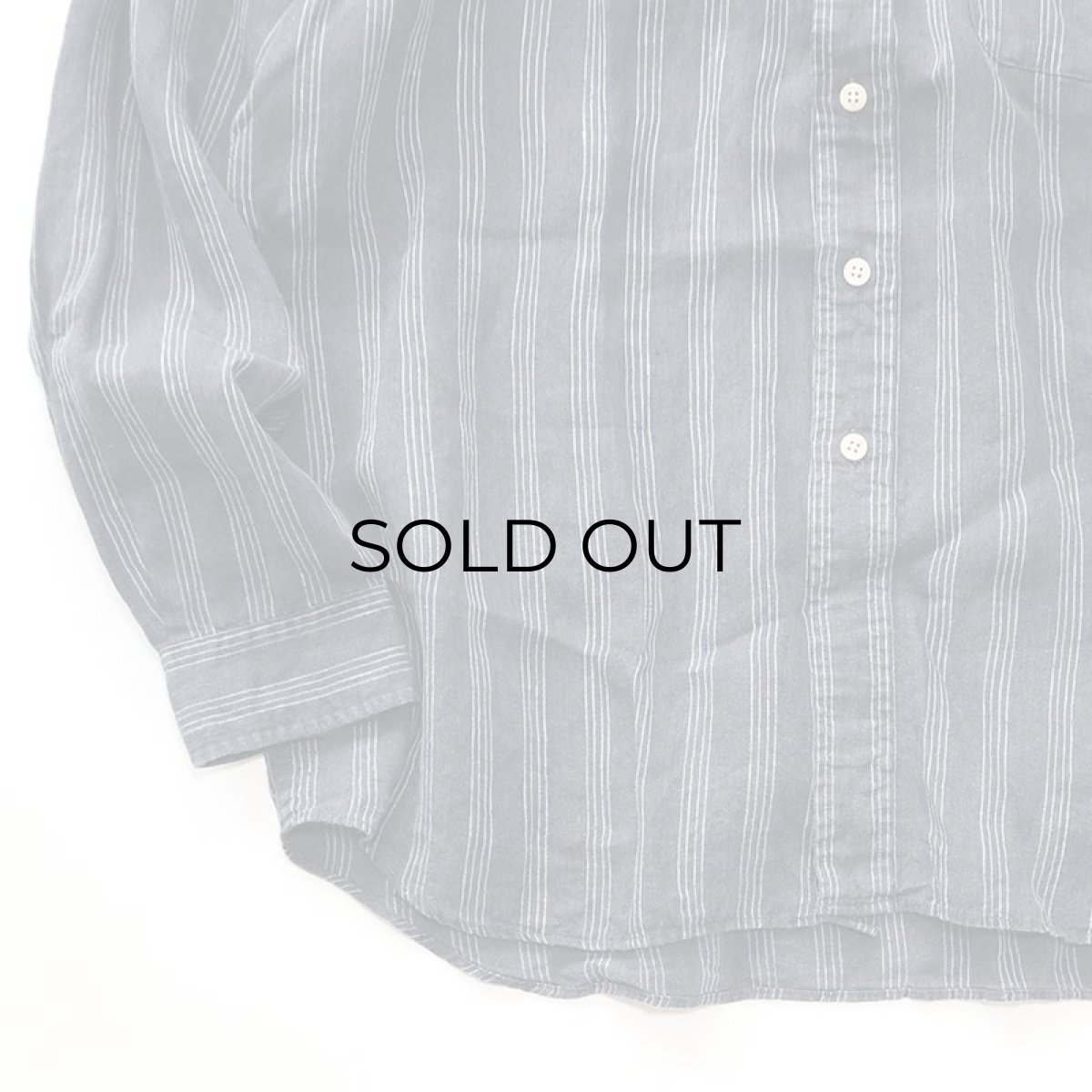 画像4: 90's AKA EDDIE BAUER LINEN STRIPE BAND COLLAR SHIRT (4)