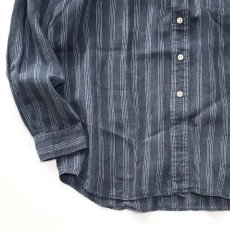 画像4: 90's AKA EDDIE BAUER LINEN STRIPE BAND COLLAR SHIRT (4)