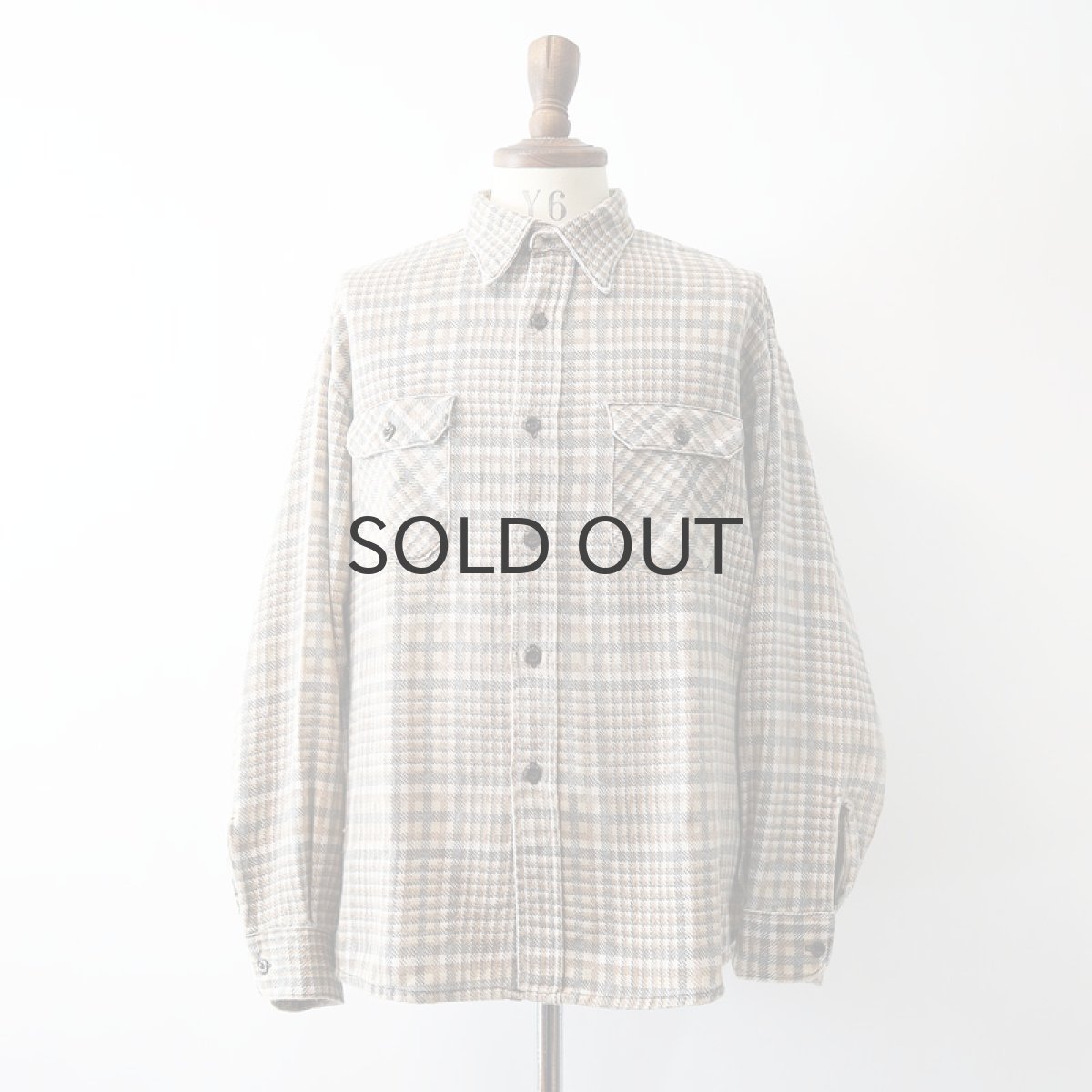 画像1: 70's SEARS PRINT CHECK FLANNEL WORK SHIRT (1)