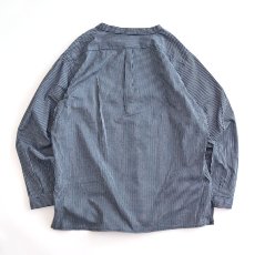 画像3: OLD UNKNOWN BRAND COTTON STRIPE PULLOVER BAND COLLAR GERMAN FISHERMAN'S SHIRT (3)