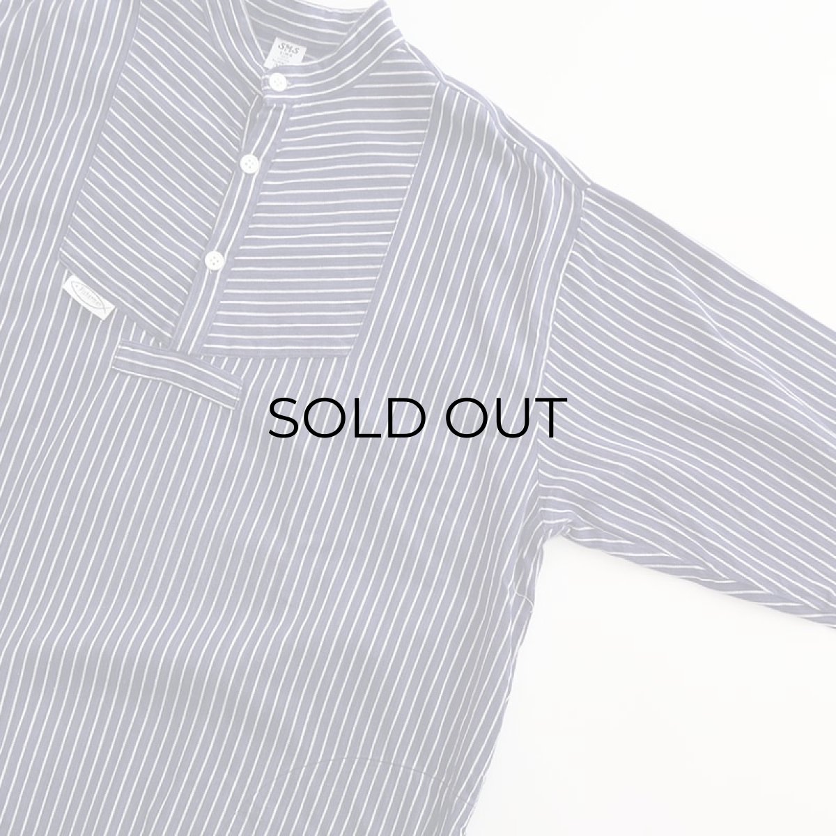 画像4: OLD SMS SIMA COTTON STRIPE PULLOVER BAND COLLAR GERMAN FISHERMAN'S SHIRT (4)