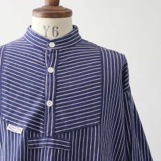 画像14: OLD SMS SIMA COTTON STRIPE PULLOVER BAND COLLAR GERMAN FISHERMAN'S SHIRT (14)