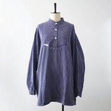 画像10: OLD SMS SIMA COTTON STRIPE PULLOVER BAND COLLAR GERMAN FISHERMAN'S SHIRT (10)