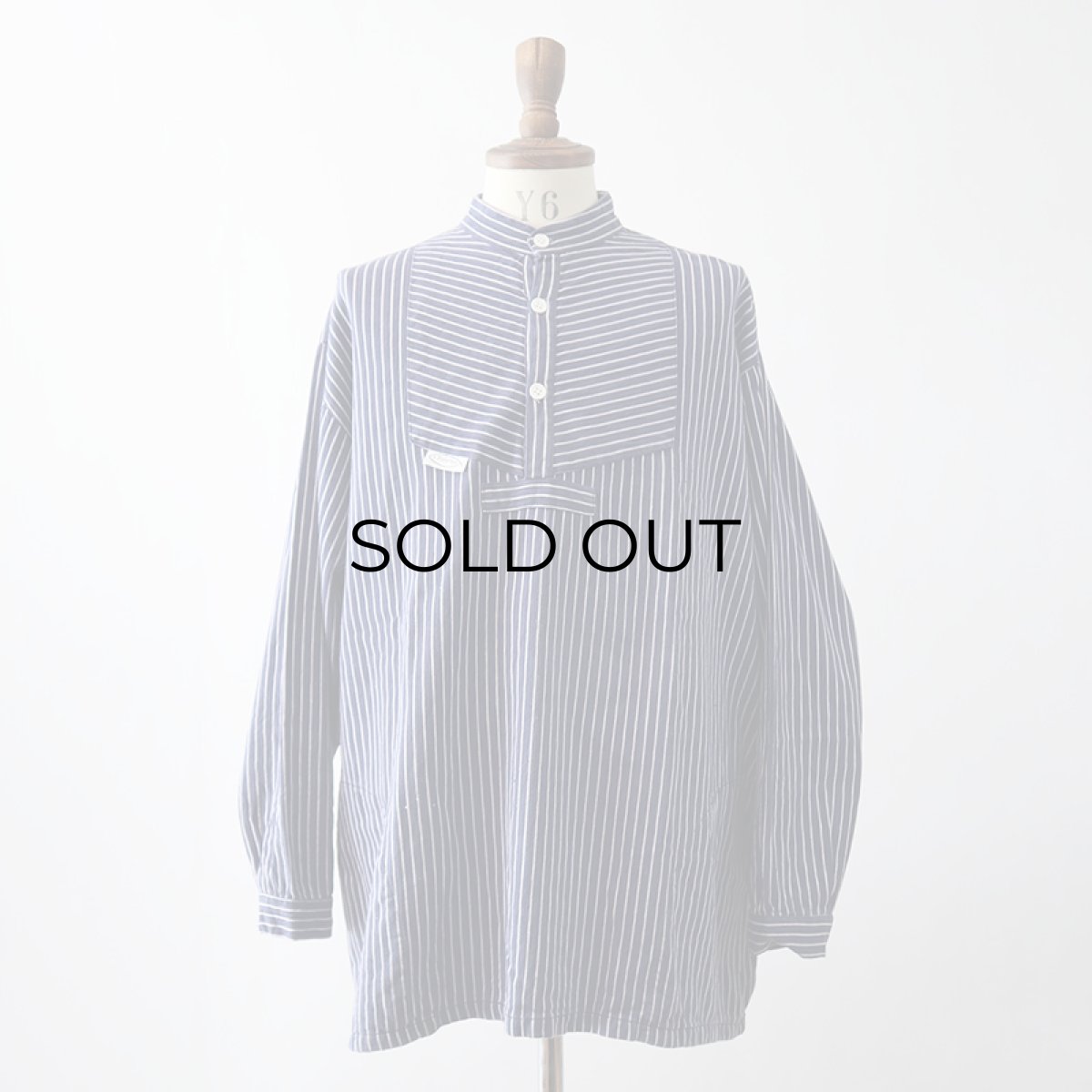 画像11: OLD SMS SIMA COTTON STRIPE PULLOVER BAND COLLAR GERMAN FISHERMAN'S SHIRT (11)