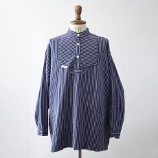 画像11: OLD SMS SIMA COTTON STRIPE PULLOVER BAND COLLAR GERMAN FISHERMAN'S SHIRT (11)