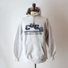 画像13: 90's MV SPORT REVERSE WEAVE style PRINT SWEAT PULLOVER PARKA "CG64 USS GETTYSBURG" "MADE IN USA" (13)