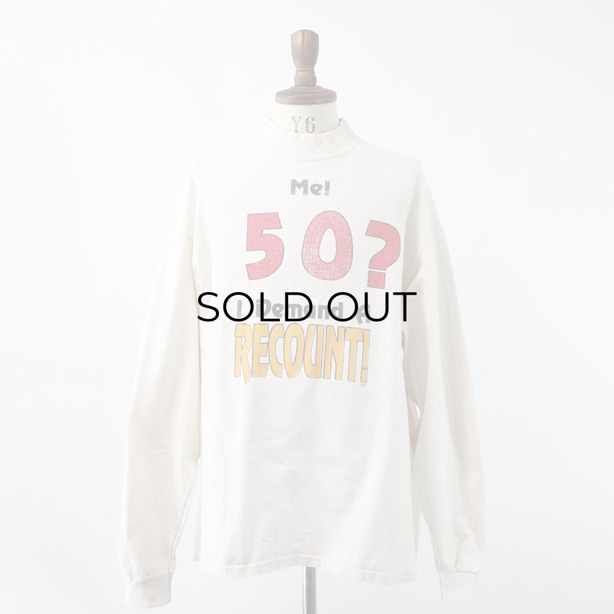 画像11: 90's COTTON DELUX COTTON PRINT MOCK NECK L/S TEE "Me! 50?" (11)