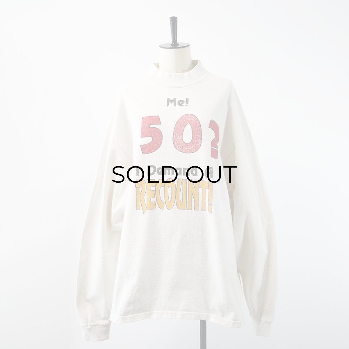 画像14: 90's COTTON DELUX COTTON PRINT MOCK NECK L/S TEE "Me! 50?" (14)