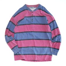 画像1: 〜90's PERMIT COTTON PRINT BORDER HENLEY NECK L/S TEE (1)