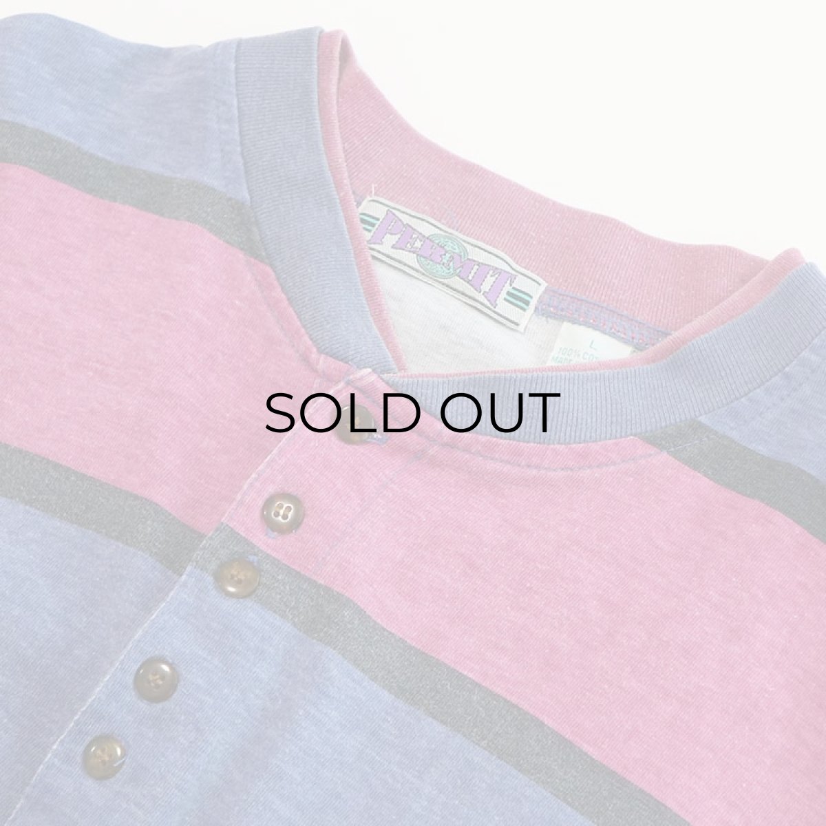 画像5: 〜90's PERMIT COTTON PRINT BORDER HENLEY NECK L/S TEE (5)