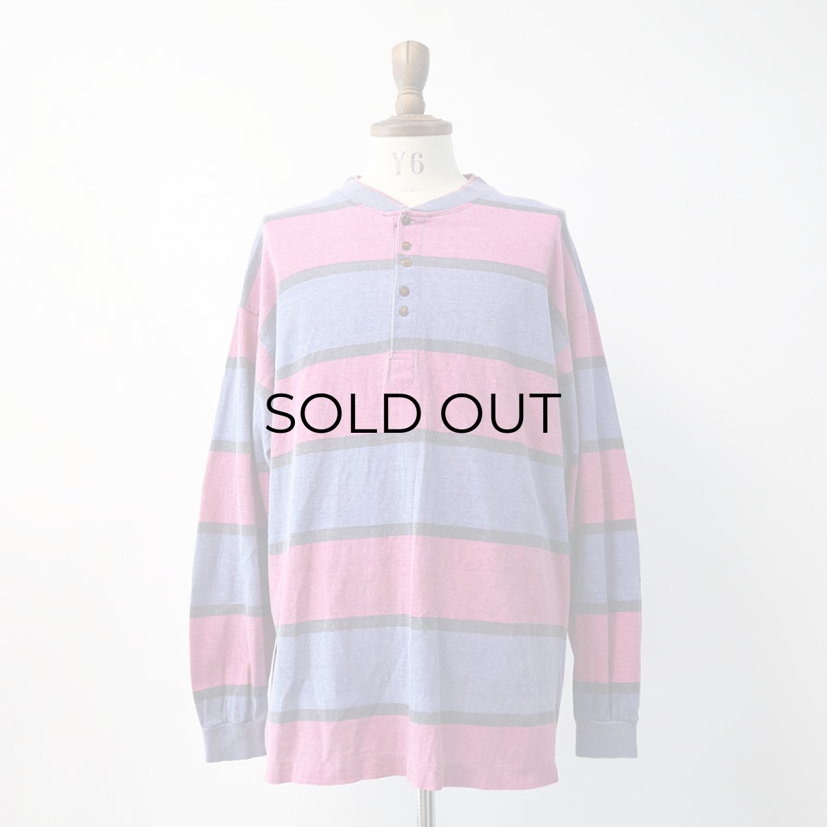 画像8: 〜90's PERMIT COTTON PRINT BORDER HENLEY NECK L/S TEE (8)