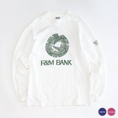 画像1: 90's Hanes COTTON W-PRINT L/S TEE "F&M BANK" (1)