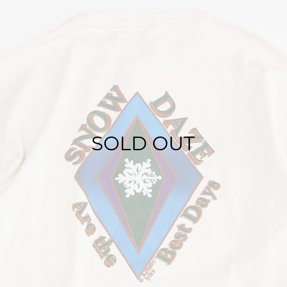 画像6: 90's COTTON DELUX COTTON BACK PRINT HENLEY NECK L/S TEE "SNOW DAZE" (6)