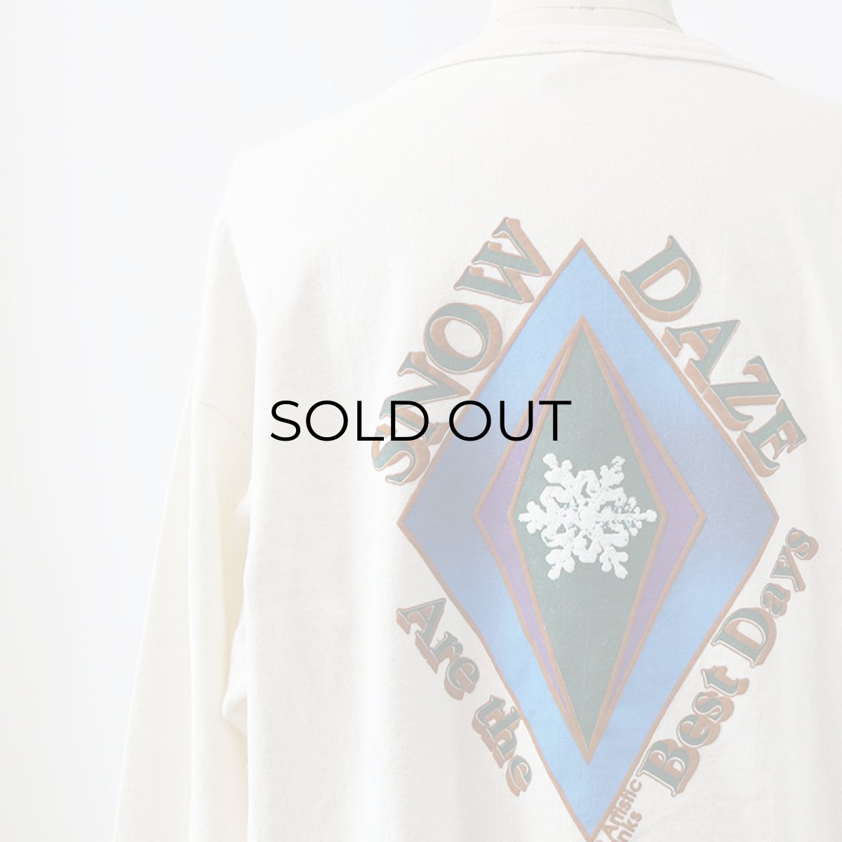 画像9: 90's COTTON DELUX COTTON BACK PRINT HENLEY NECK L/S TEE "SNOW DAZE" (9)