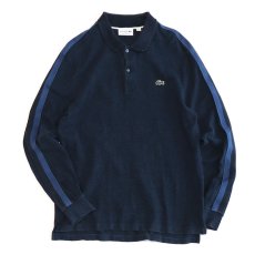 画像1: LACOSTE COTTON MOSS STITCH SLEEVE LINE L/S POLO SHIRT "MADE IN FRANCE" (1)