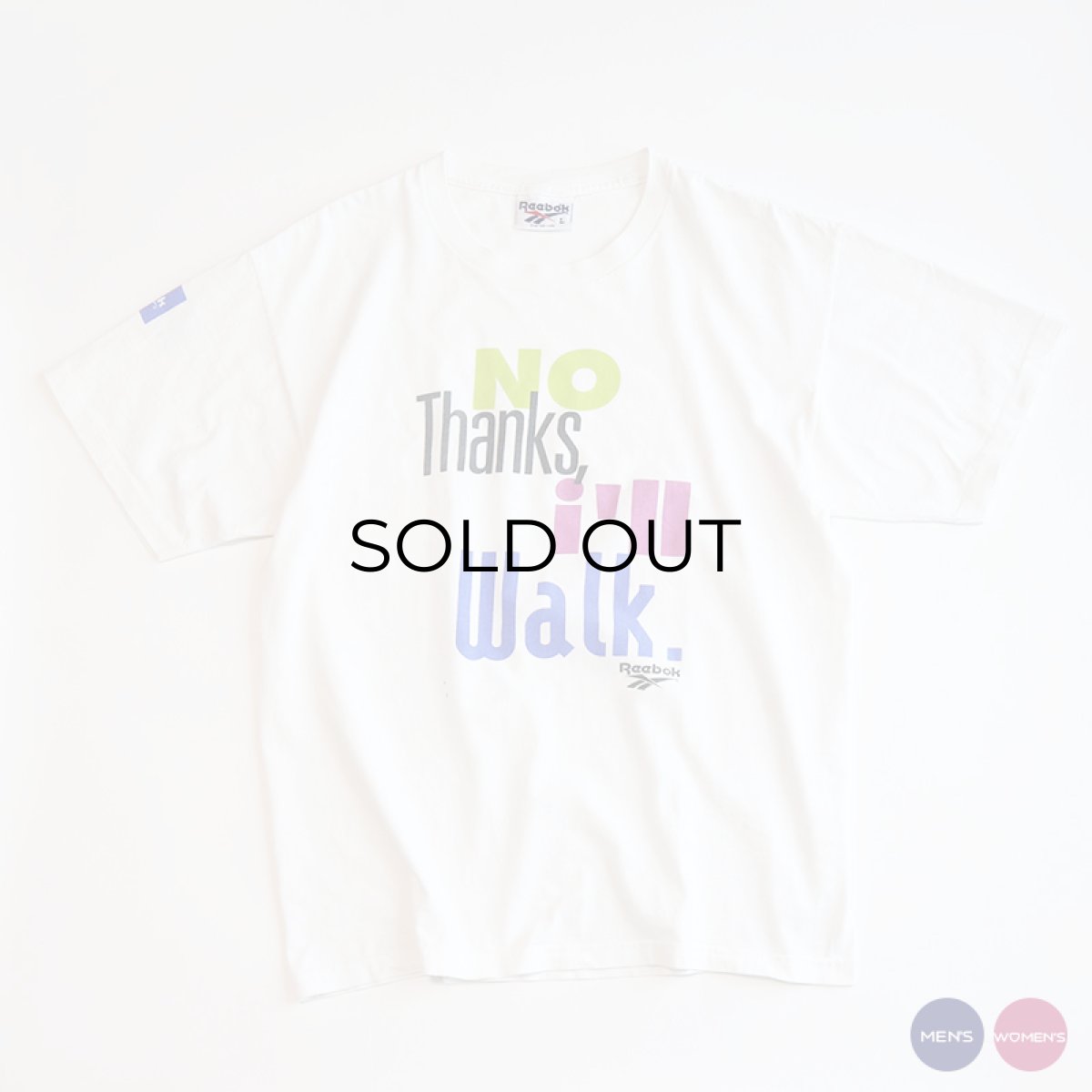 画像1: 90's Reebok COTTON PRINT S/S TEE "NO Thanks, i'll Walk." (1)