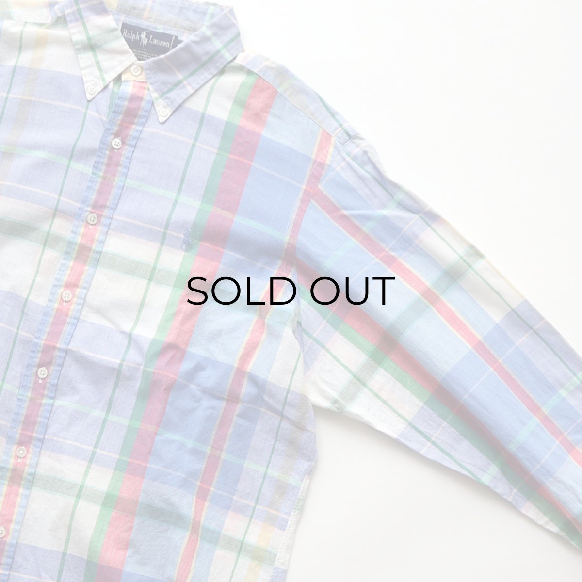 画像4: 90's Ralph Lauren COTTON MADRAS CHECK B/D SHIRT (4)