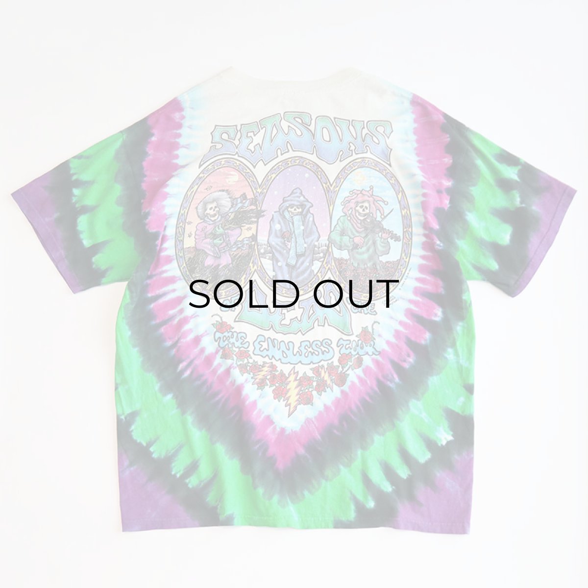 画像2: 90's LIQUID BLUE TIE-DYE COTTON "GRATEFUL DEAD" W-PRINT S/S BAND TEE "SEASONS OF THE DEAD" (2)