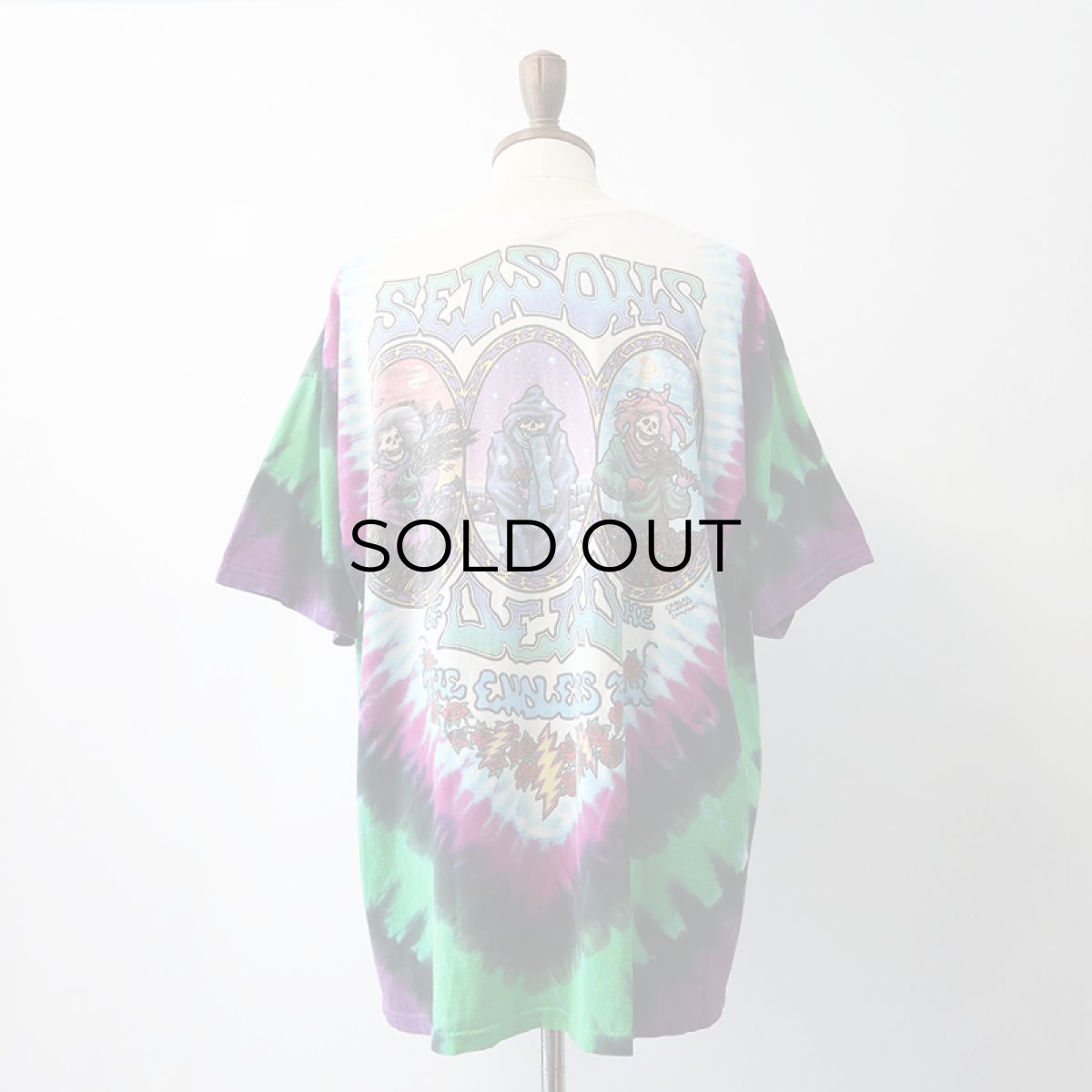 画像15: 90's LIQUID BLUE TIE-DYE COTTON "GRATEFUL DEAD" W-PRINT S/S BAND TEE "SEASONS OF THE DEAD" (15)