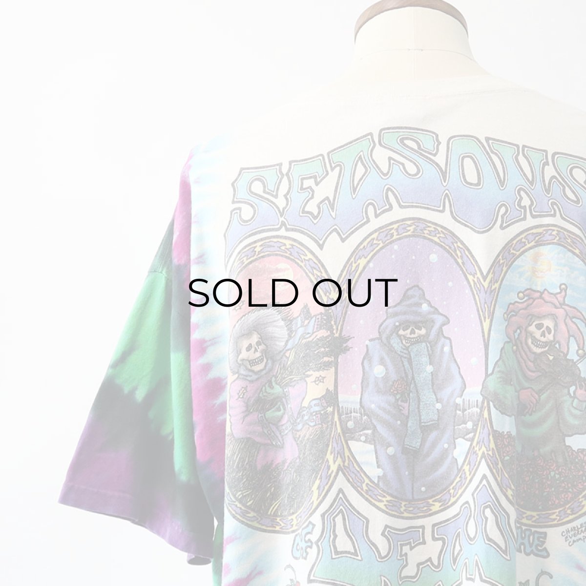 画像12: 90's LIQUID BLUE TIE-DYE COTTON "GRATEFUL DEAD" W-PRINT S/S BAND TEE "SEASONS OF THE DEAD" (12)