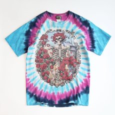 画像1: 90's LIQUID BLUE TIE-DYE COTTON "GRATEFUL DEAD" W-PRINT S/S BAND TEE "1965-1995 30years" (1)