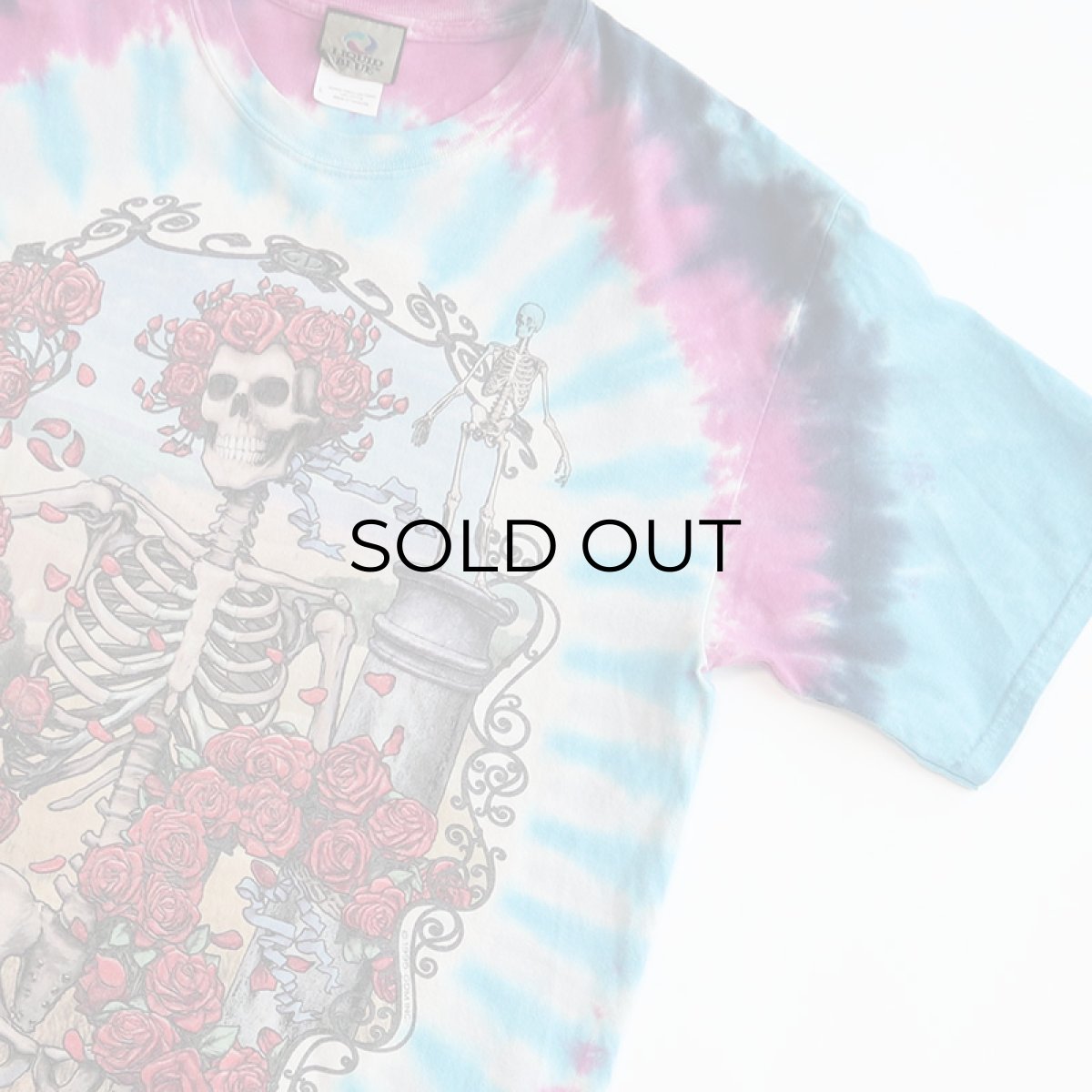 画像3: 90's LIQUID BLUE TIE-DYE COTTON "GRATEFUL DEAD" W-PRINT S/S BAND TEE "1965-1995 30years" (3)