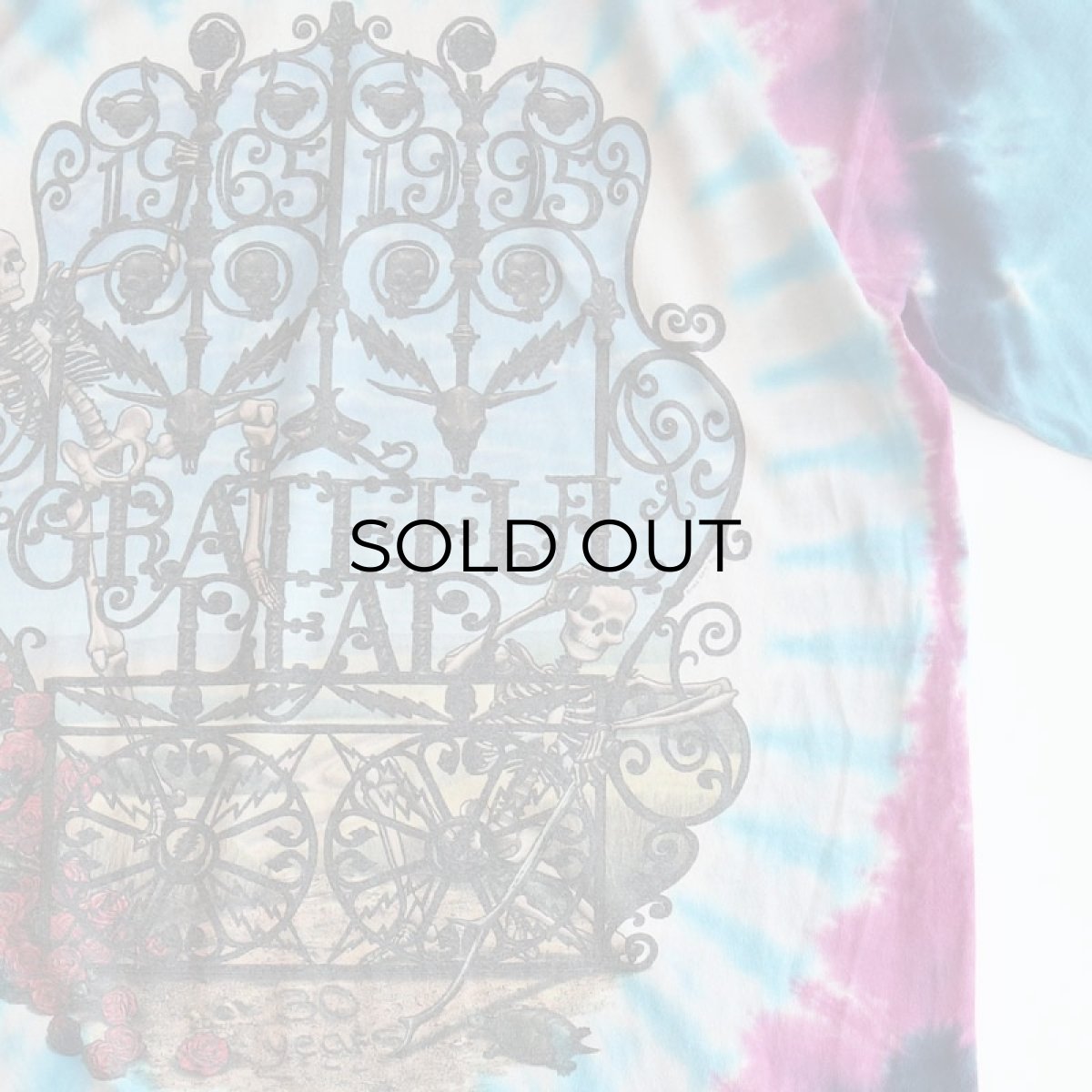 画像5: 90's LIQUID BLUE TIE-DYE COTTON "GRATEFUL DEAD" W-PRINT S/S BAND TEE "1965-1995 30years" (5)