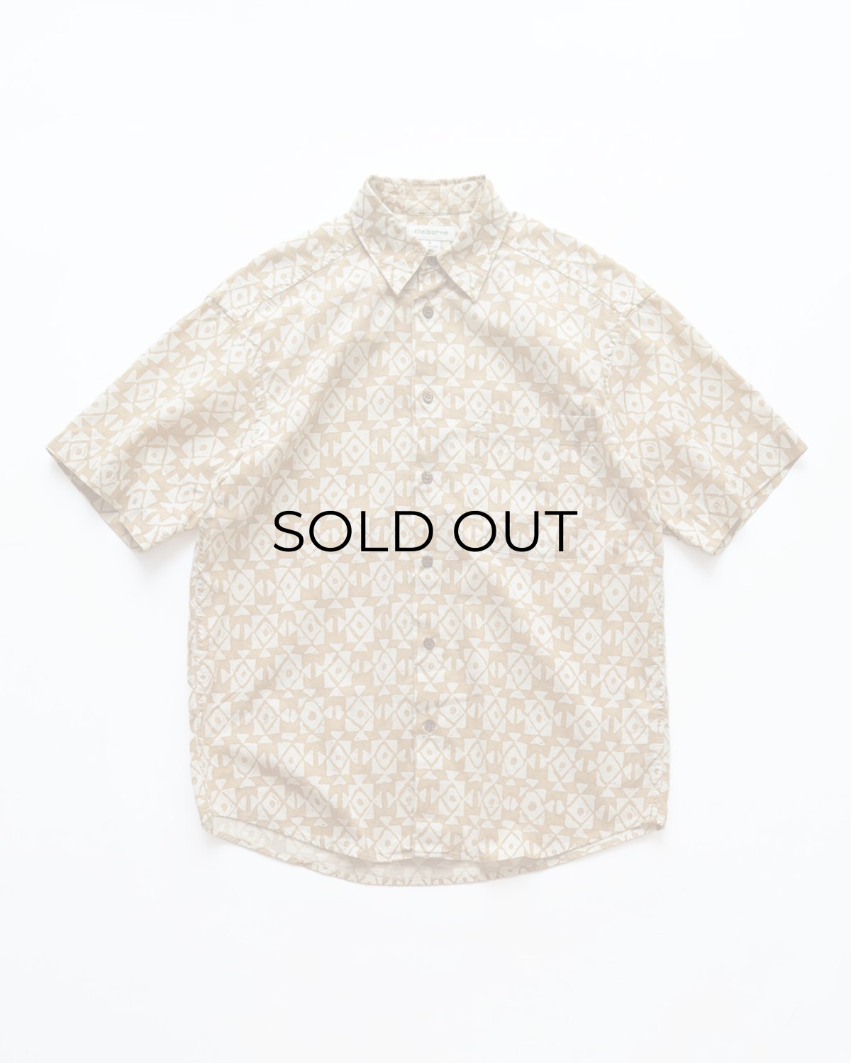 画像1: 90's claiborne COTTON LINEN ALL OVER PATTERN S/S SHIRT (1)