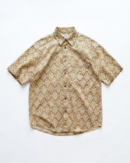 画像1: 90's claiborne COTTON LINEN ALL OVER PATTERN S/S SHIRT (1)