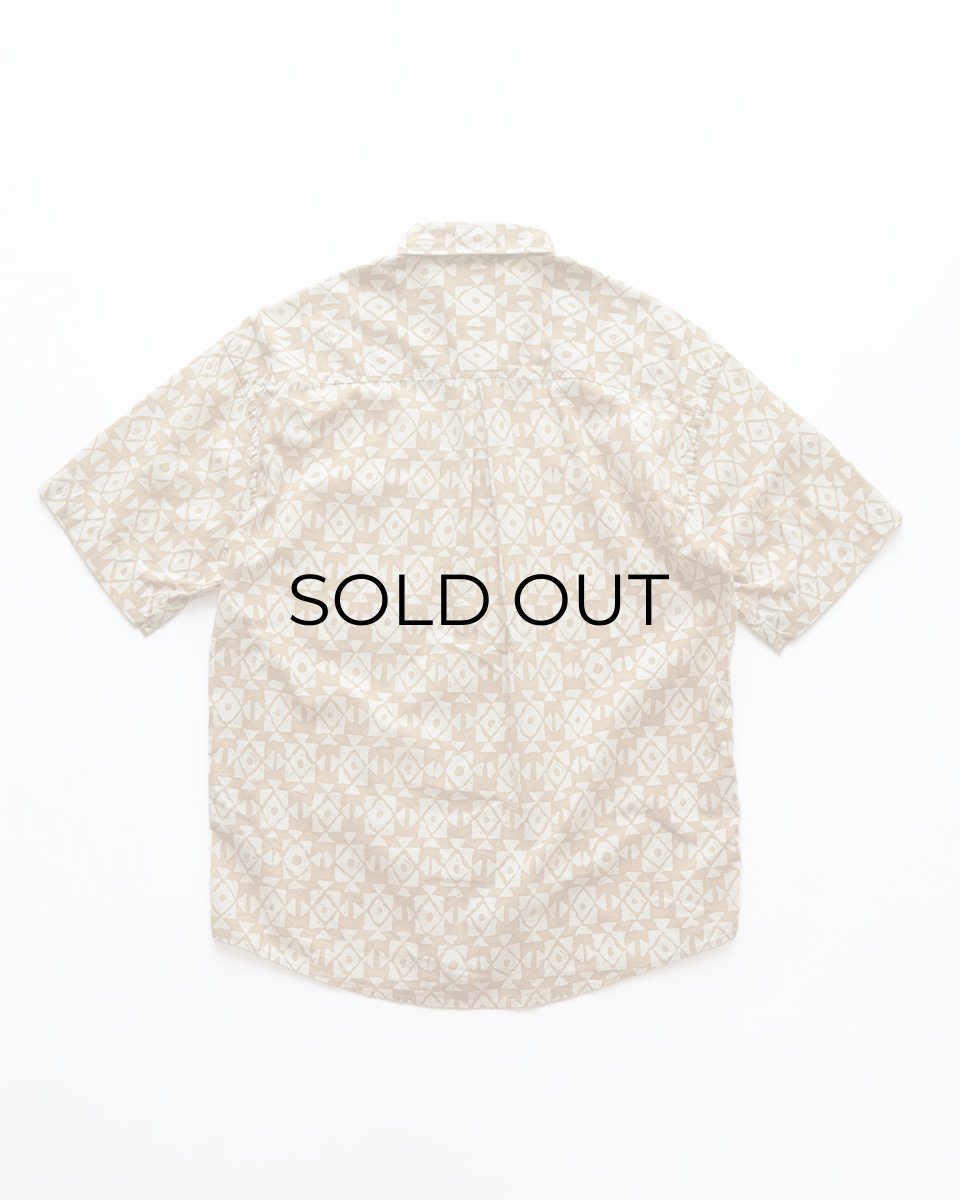 画像2: 90's claiborne COTTON LINEN ALL OVER PATTERN S/S SHIRT (2)