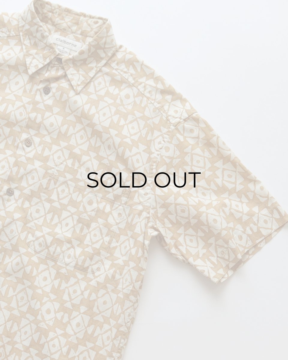 画像3: 90's claiborne COTTON LINEN ALL OVER PATTERN S/S SHIRT (3)