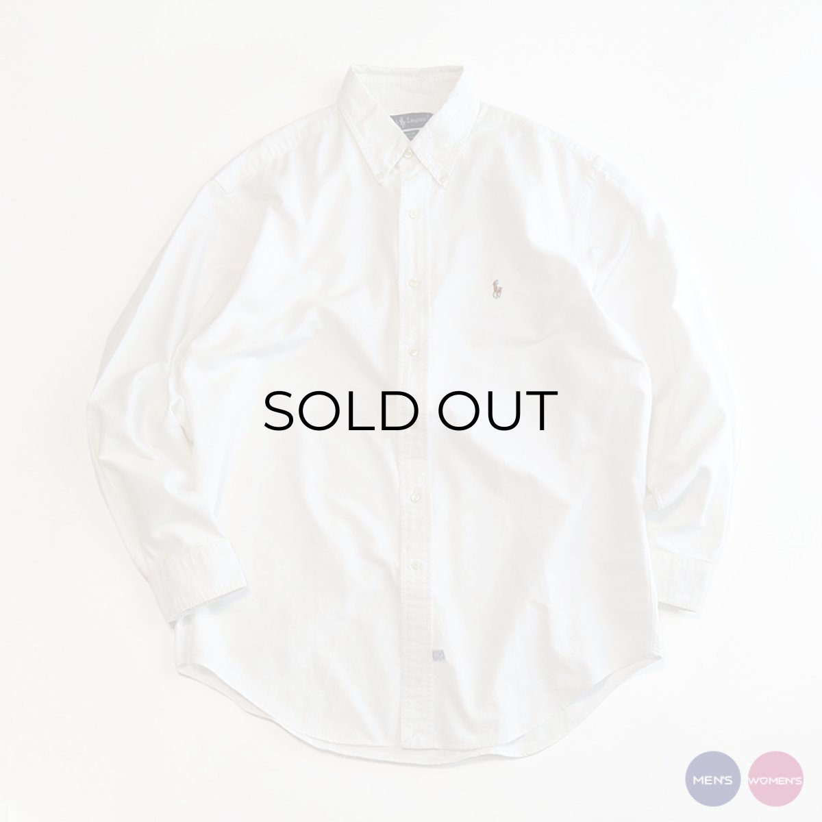 画像1: 90's Ralph Lauren WHITE COTTON OXFORD B/D SHIRT (1)