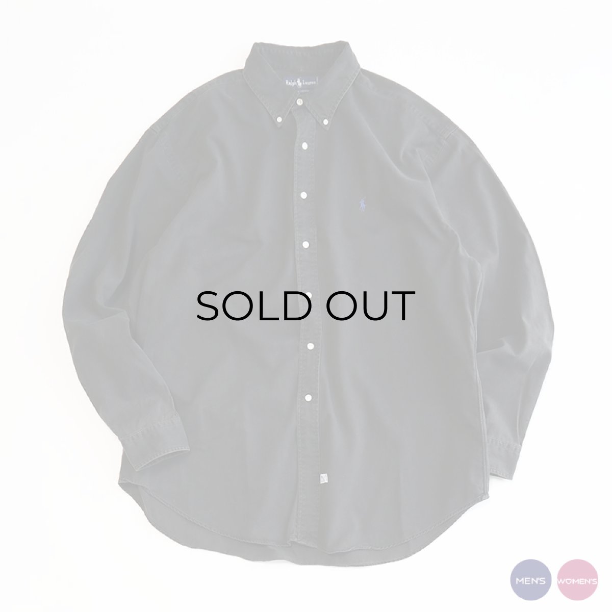 画像1: 90's Ralph Lauren BLACK COTTON TWILL B/D SHIRT (1)