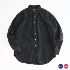 画像1: 90's Ralph Lauren BLACK COTTON TWILL B/D SHIRT (1)