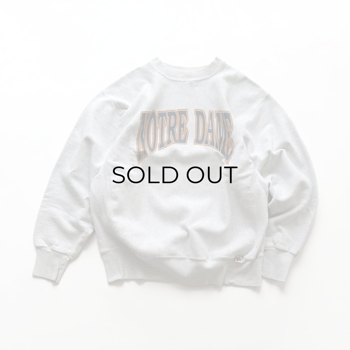 画像1: 90's Midwest Embroidery REVERSE WEAVE style PRINT CREW NECK SWEAT  "NOTRE DAME" "MADE IN USA" (1)