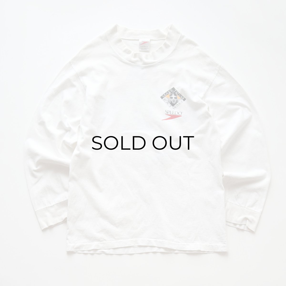 画像2: 90's SPEEDO COTTON W-PRINT MOCK NECK L/S TEE "MAKE THEM EAY WAKE" "MADE IN USA" (2)