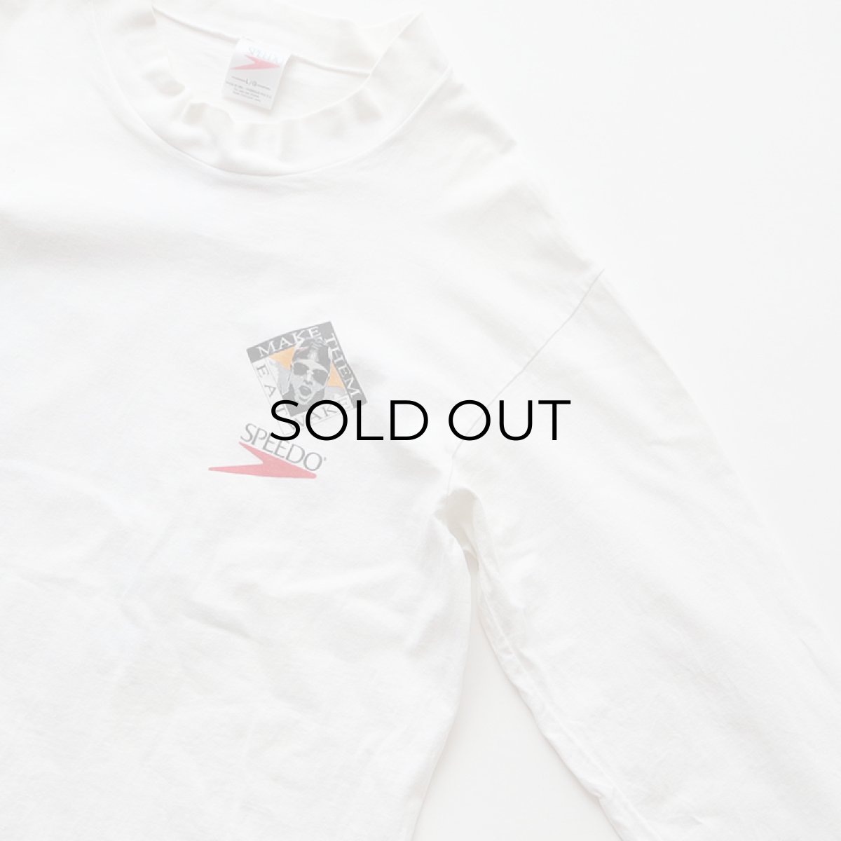 画像4: 90's SPEEDO COTTON W-PRINT MOCK NECK L/S TEE "MAKE THEM EAY WAKE" "MADE IN USA" (4)