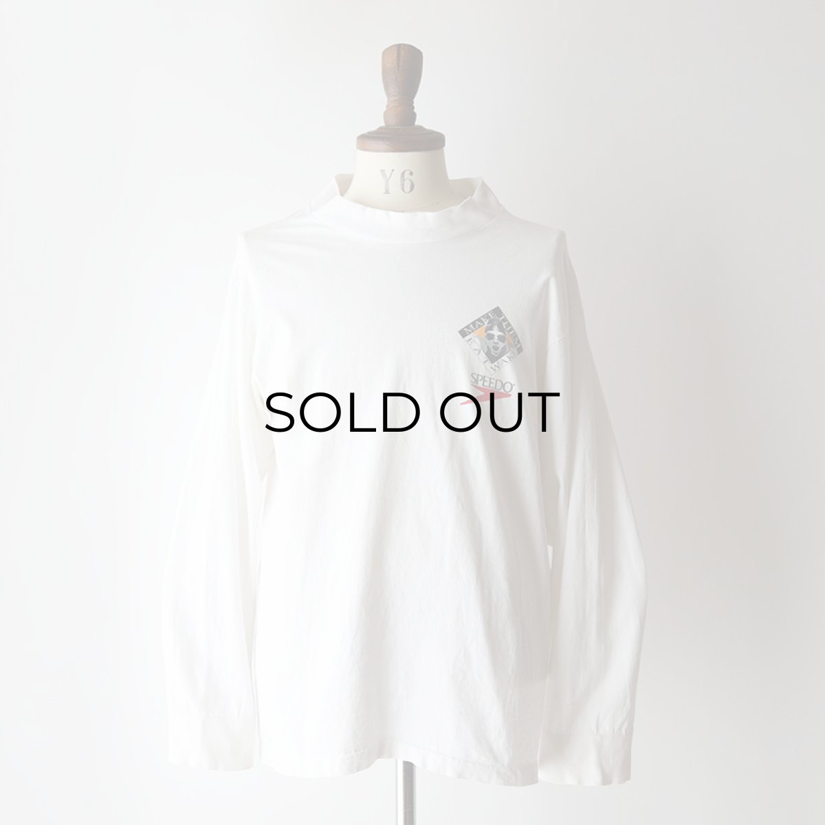 画像12: 90's SPEEDO COTTON W-PRINT MOCK NECK L/S TEE "MAKE THEM EAY WAKE" "MADE IN USA" (12)