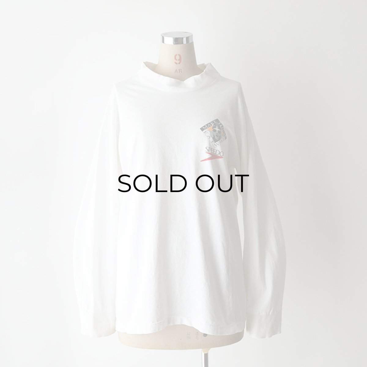 画像15: 90's SPEEDO COTTON W-PRINT MOCK NECK L/S TEE "MAKE THEM EAY WAKE" "MADE IN USA" (15)