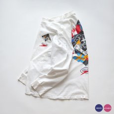 画像1: 90's SPEEDO COTTON W-PRINT MOCK NECK L/S TEE "MAKE THEM EAY WAKE" "MADE IN USA" (1)