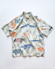 画像1: 〜90's Marshall Madruga COLLECTION by REYN SPOONER COTTON ALL OVER PATTERN S/S B/D PULLOVER HAWAIIAN SHIRT (1)