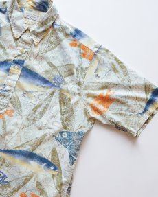 画像4: 〜90's Marshall Madruga COLLECTION by REYN SPOONER COTTON ALL OVER PATTERN S/S B/D PULLOVER HAWAIIAN SHIRT (4)