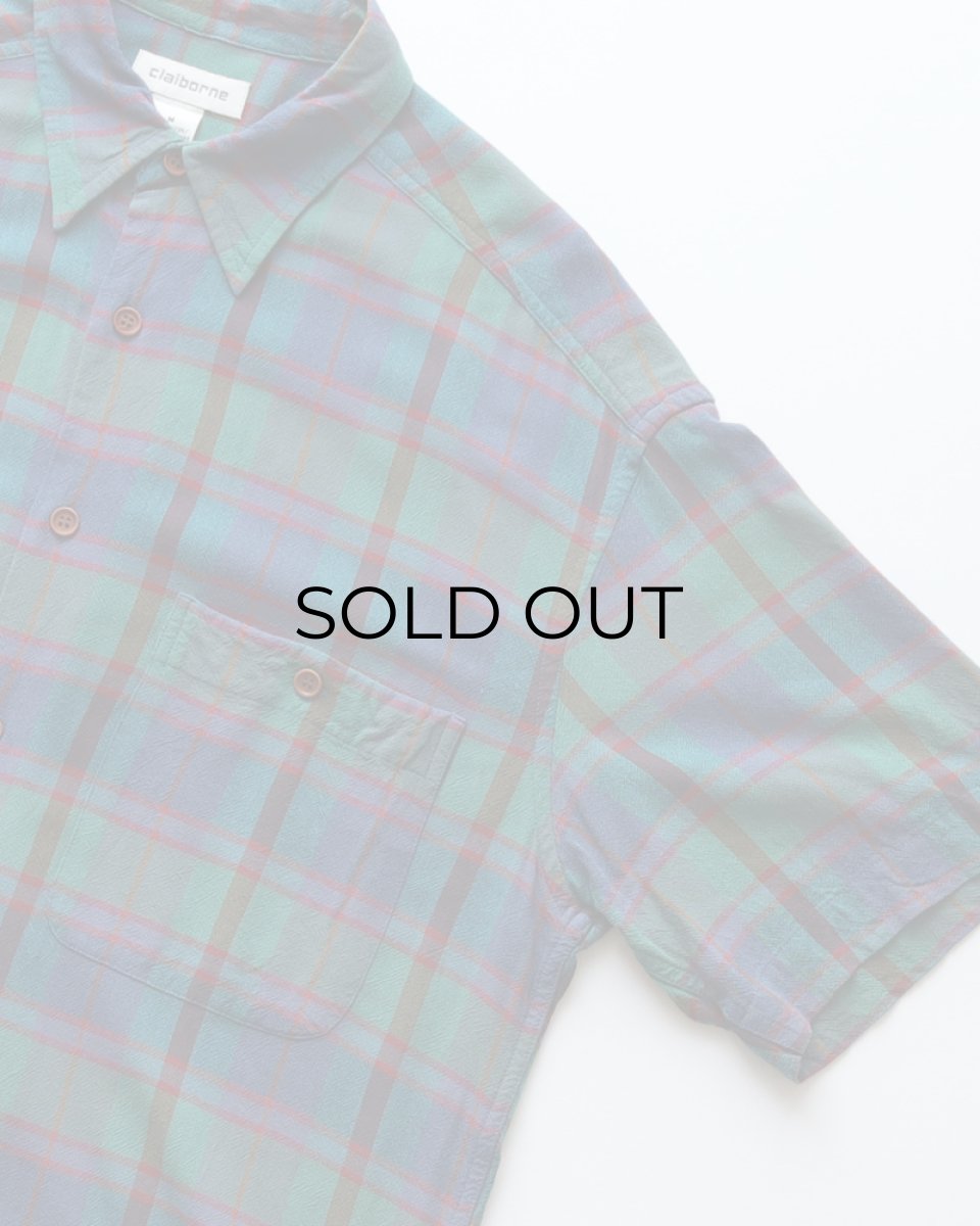 画像3: 〜00's claiborne RAYON CHECK S/S REGULAR COLLAR SHIRT (3)
