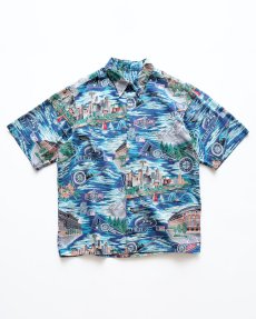 画像1: 00's UNKNOWN BRAND COTTON "SEATTLE MARINERS" ALL OVER PATTERN S/S BOX SHIRT (1)