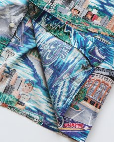 画像7: 00's UNKNOWN BRAND COTTON "SEATTLE MARINERS" ALL OVER PATTERN S/S BOX SHIRT (7)