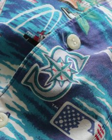画像8: 00's UNKNOWN BRAND COTTON "SEATTLE MARINERS" ALL OVER PATTERN S/S BOX SHIRT (8)