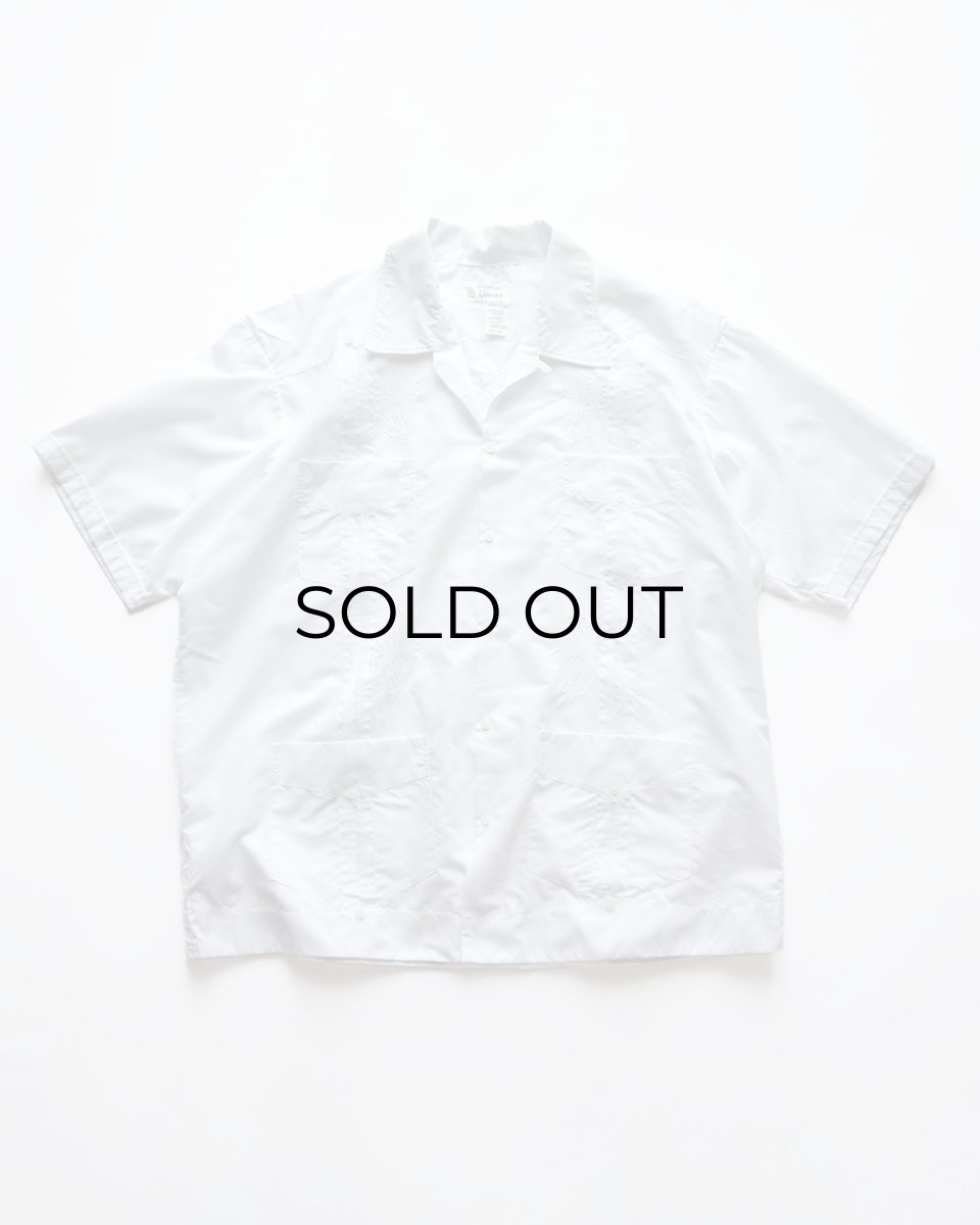 画像1: OLD Gueros COTTON POLYESTER S/S LOOP COLLAR GUAYABERA SHIRT (1)