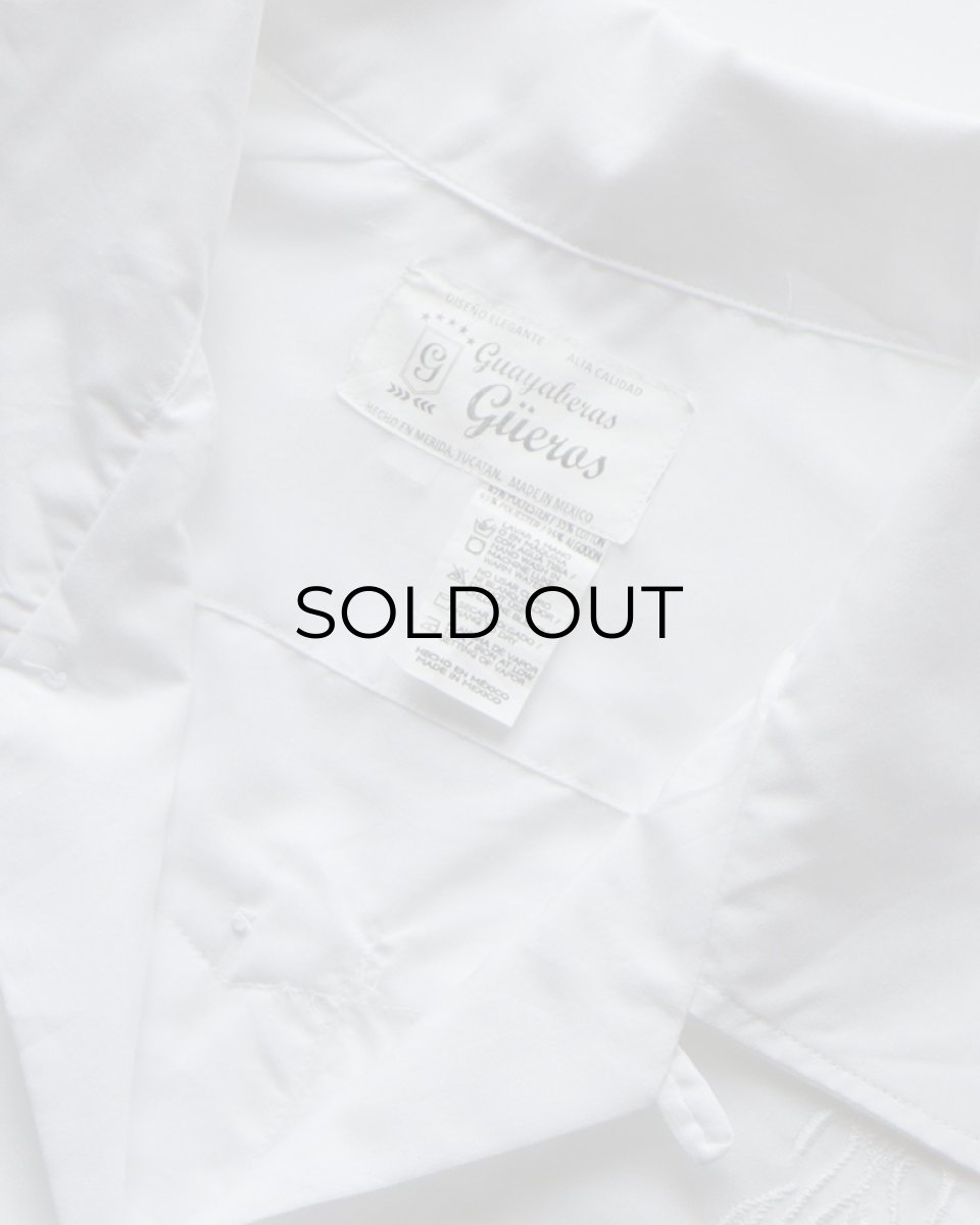 画像6: OLD Gueros COTTON POLYESTER S/S LOOP COLLAR GUAYABERA SHIRT (6)
