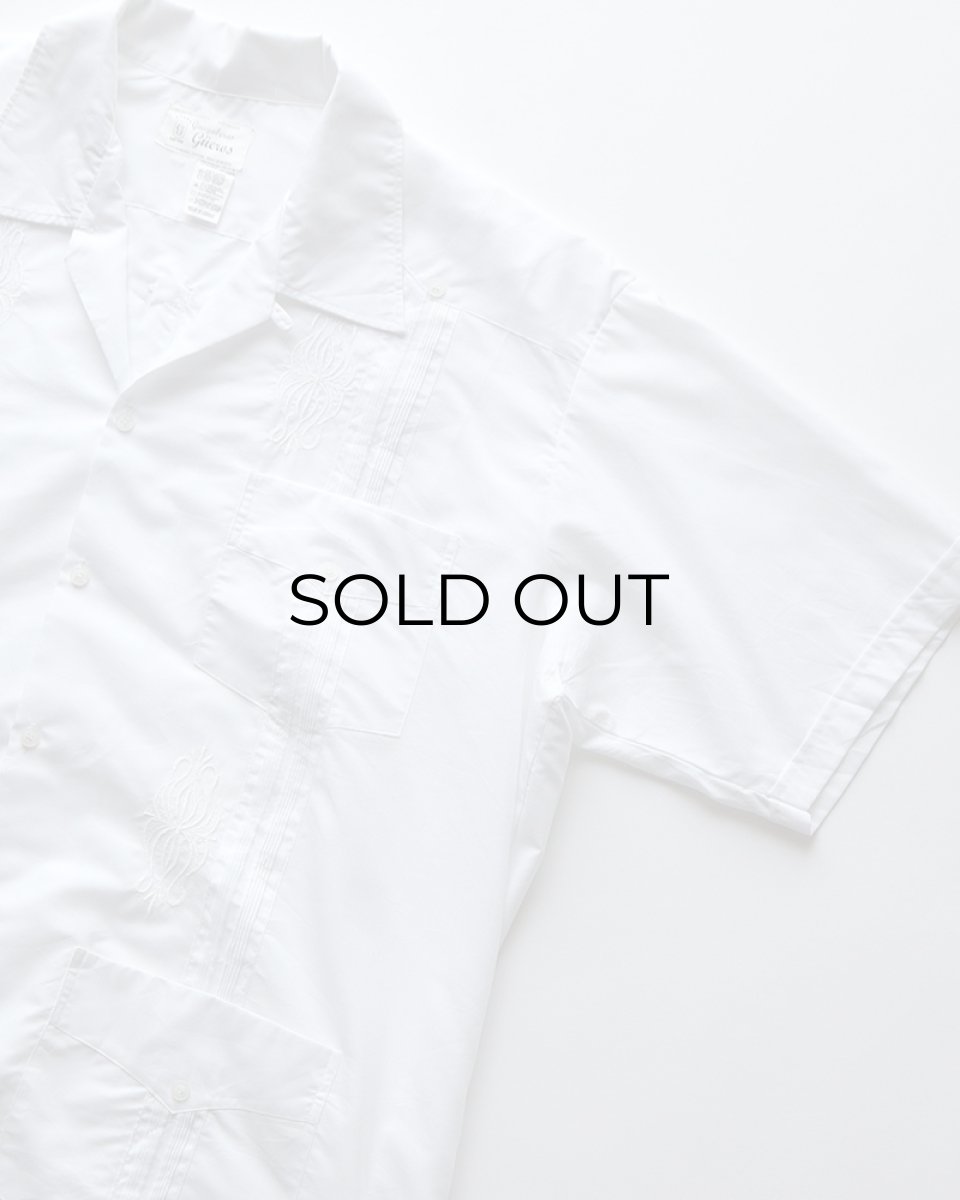 画像3: OLD Gueros COTTON POLYESTER S/S LOOP COLLAR GUAYABERA SHIRT (3)