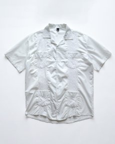 画像1: OLD VatPave COTTON POLYESTER S/S OPEN COLLAR GUAYABERA SHIRT (1)